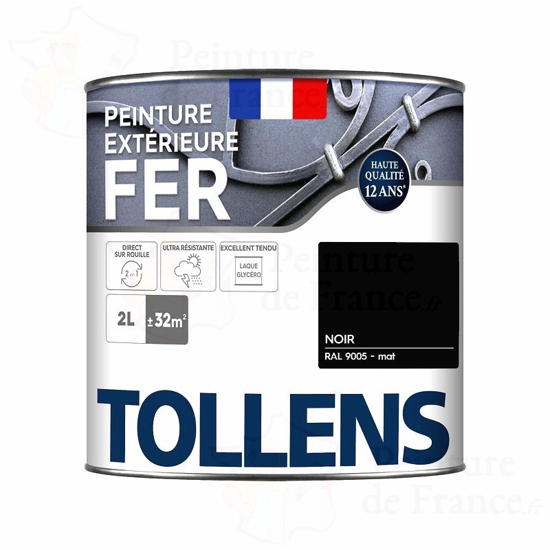 Peinture extérieure et intérieure fer gris anthracite brillant Tollens 2L  +20% gratuit