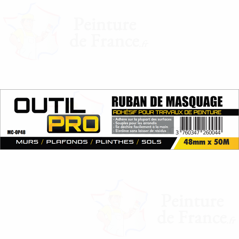 OUTILS DU PEINTRE - Ruban adhésif de masquage 48mm x 50m - Ruban adhésif de  masquage beige adapté pour une application à court - Livraison gratuite  dès 120€