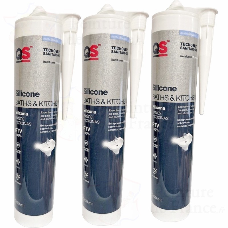 Mastic silicone acétique translucide anti-moisissures spécial sanitaires  Semin cartouche (310ml)