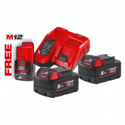 Kit M18 NRG-502 - Batterie Red Lithium Haute Performance avec chargeur rapide - MILWAUKEE