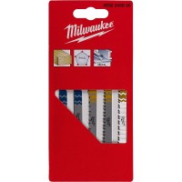 Set de 5 lames pour scie sauteuse T-Shank - pour bois, métal et P.V.C - MILWAUKEE