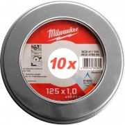 Coffret de 10 disques à tronçonner Pro+ pour métaux durs et aciers 125 mm - MILWAUKEE