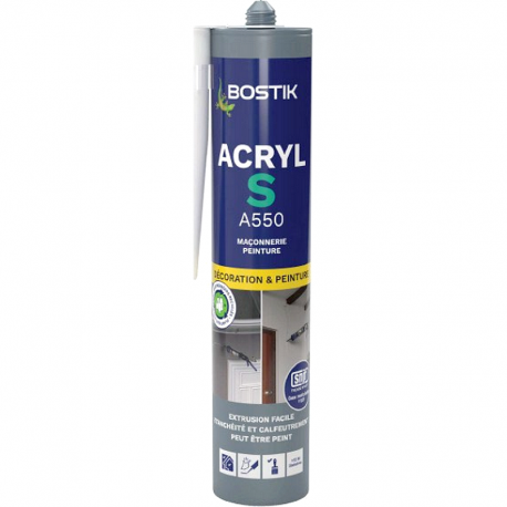 Mastic Acrylique BOSTIK Acryl S BLANC 310 ml